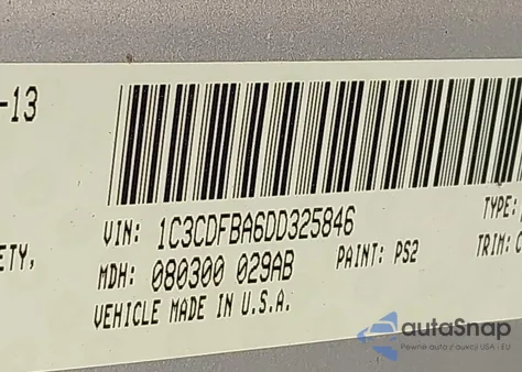 2013 Dodge Dart Sxt from USA, damaged, VIN 1C3CDFBA6DD325846